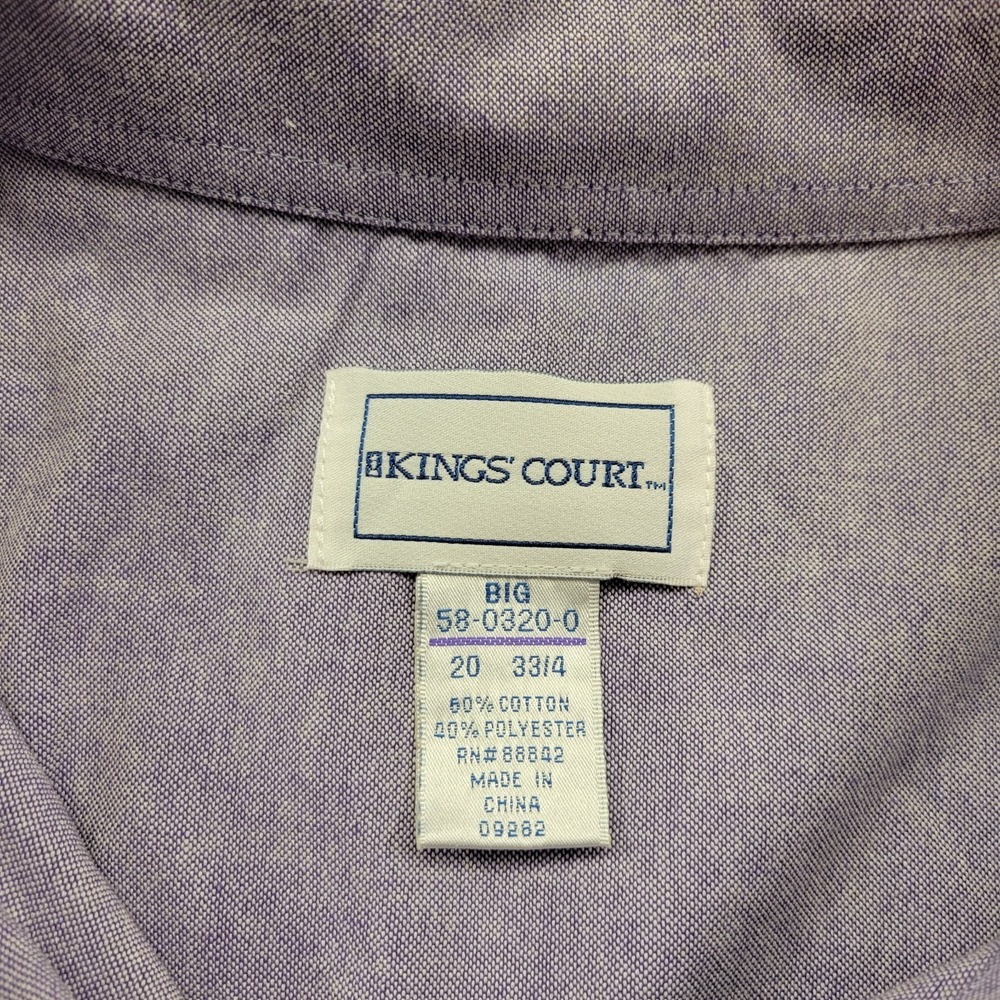 Kings Court purple long sleeve dress shirt size 20 33/4 - Picture 4 of 4